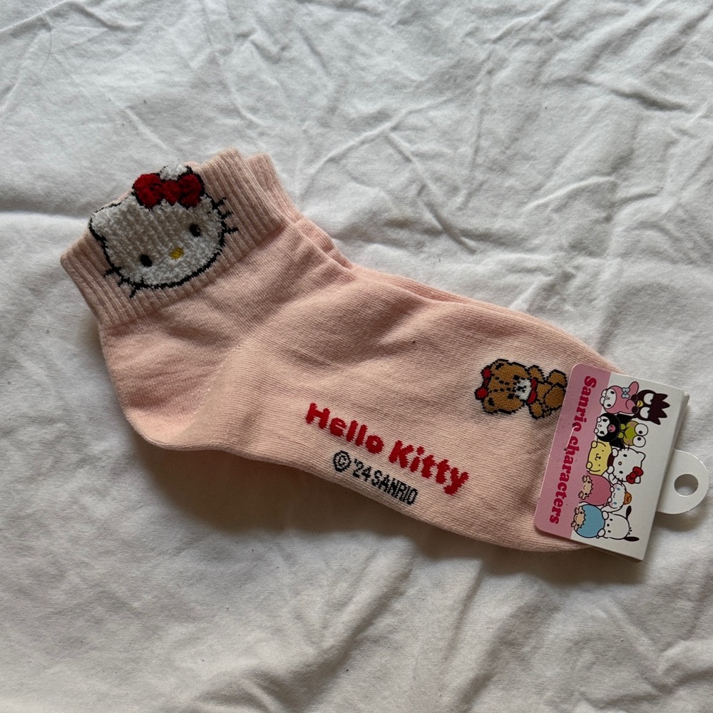 Hello Kitty Light Pink Socks with Red Bow